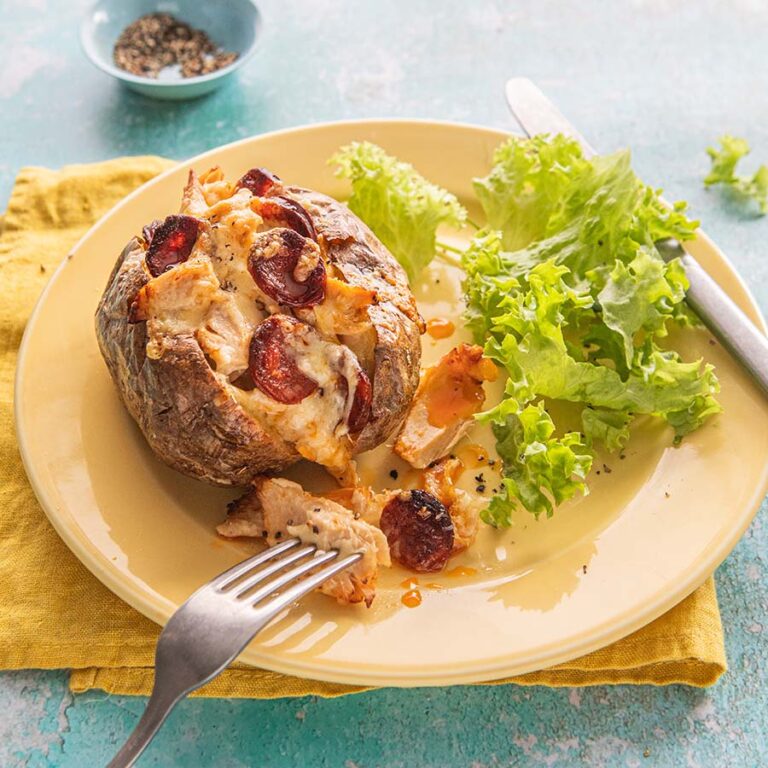 Air Fryer Tuna & Chorizo Baked Potato