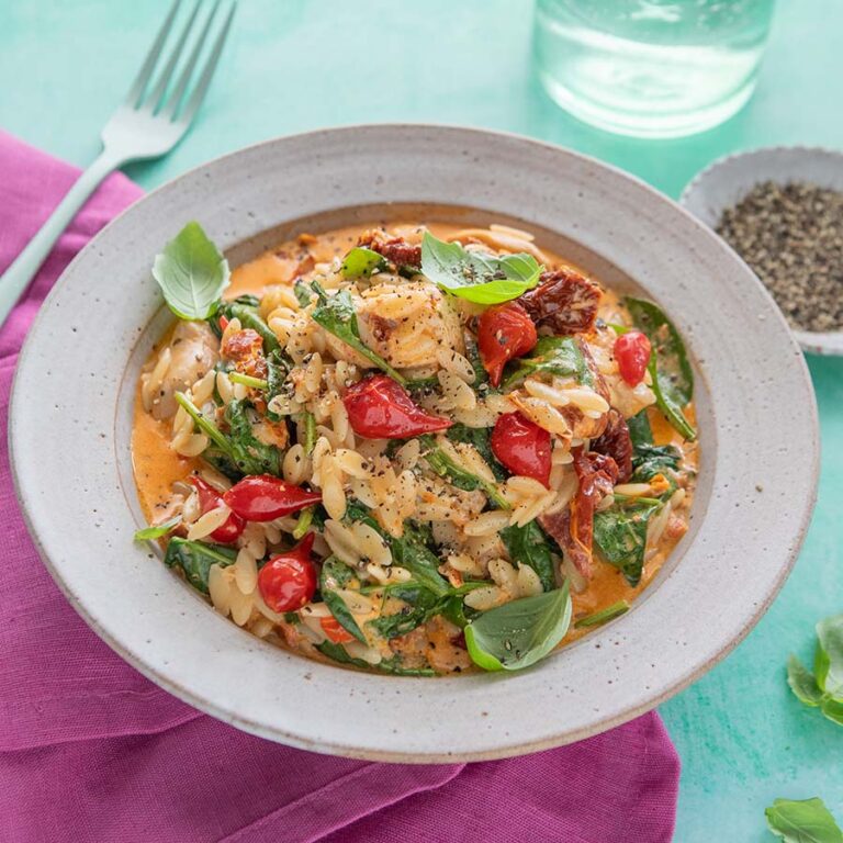 Slow Cooker Creamy Chicken & Chorizo Orzo