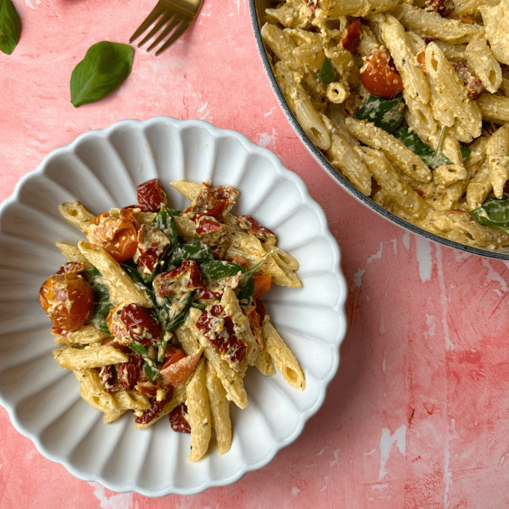 Air Fryer Sundried Tomato & Feta Pasta | Bored of Lunch