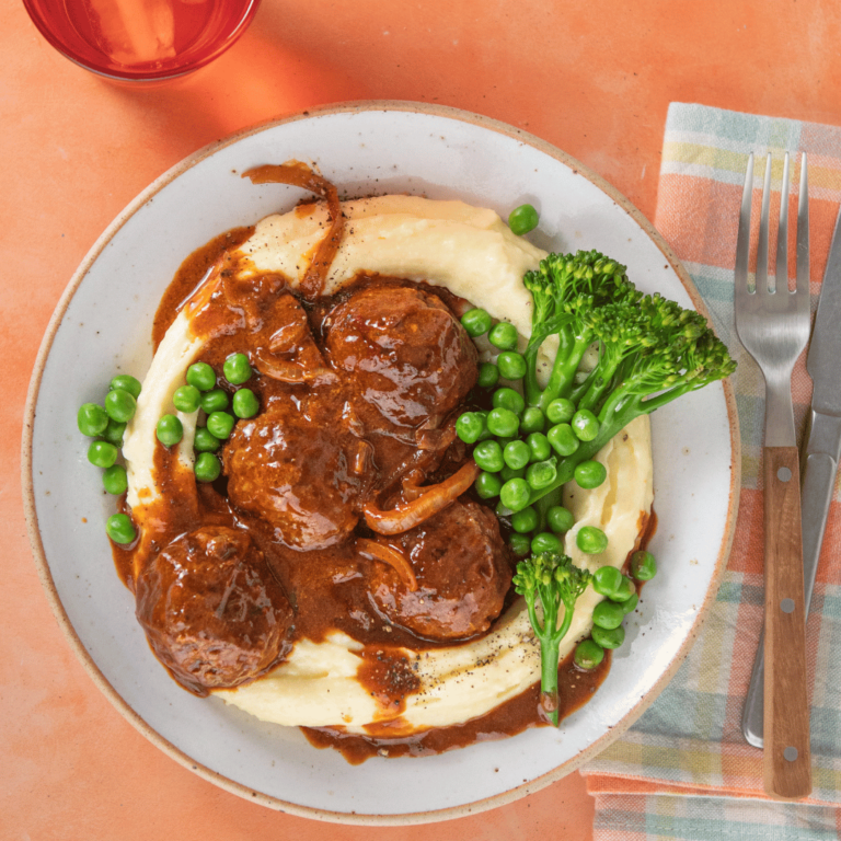 Slow Cooker Beef Meatballs, Onions & Gravy