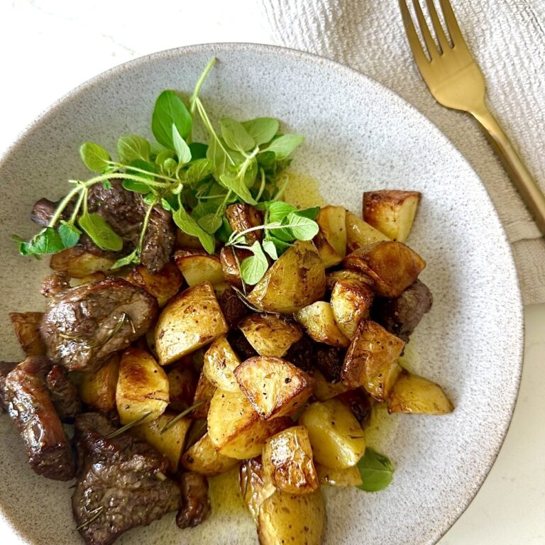 Air Fryer Garlic Butter Steak & Potatoes