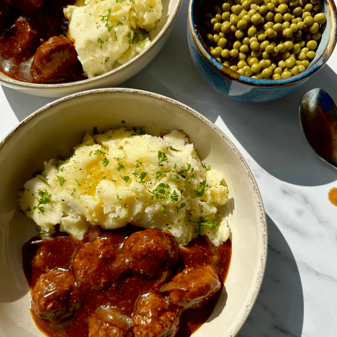 Slow Cooker Beef Meatballs, Onions & Gravy