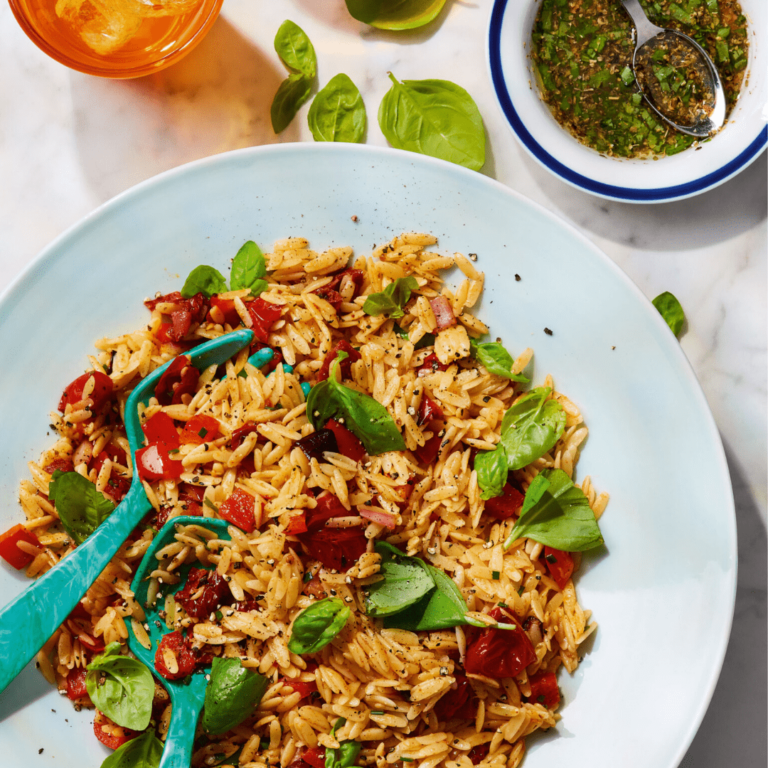 Air Fryer Red Pepper, Tomato & Orzo Salad