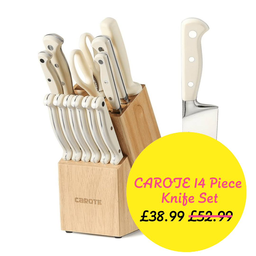 CAROTE 14 Pieces Knife Set with Wooden Block