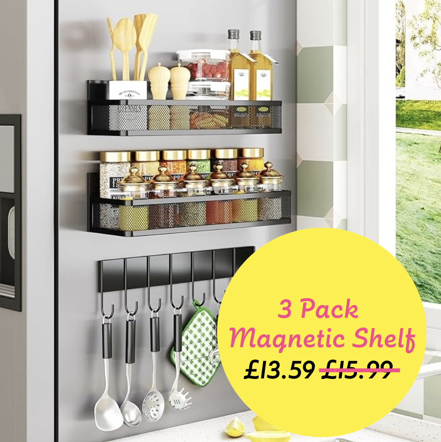 Magnetic Spice Rack for Refrigerator, 3 Pack Magnetic Shelf, Fridge Organizer Shelves for Kitchen Organization and Storage