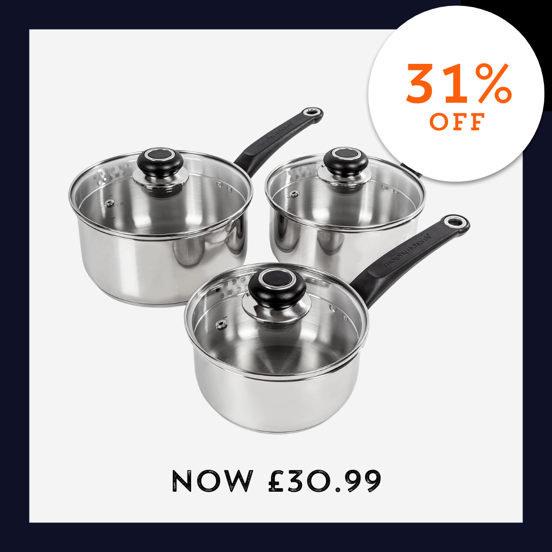 Morphy Richards 3-Piece Pan Set, Stainless Steel