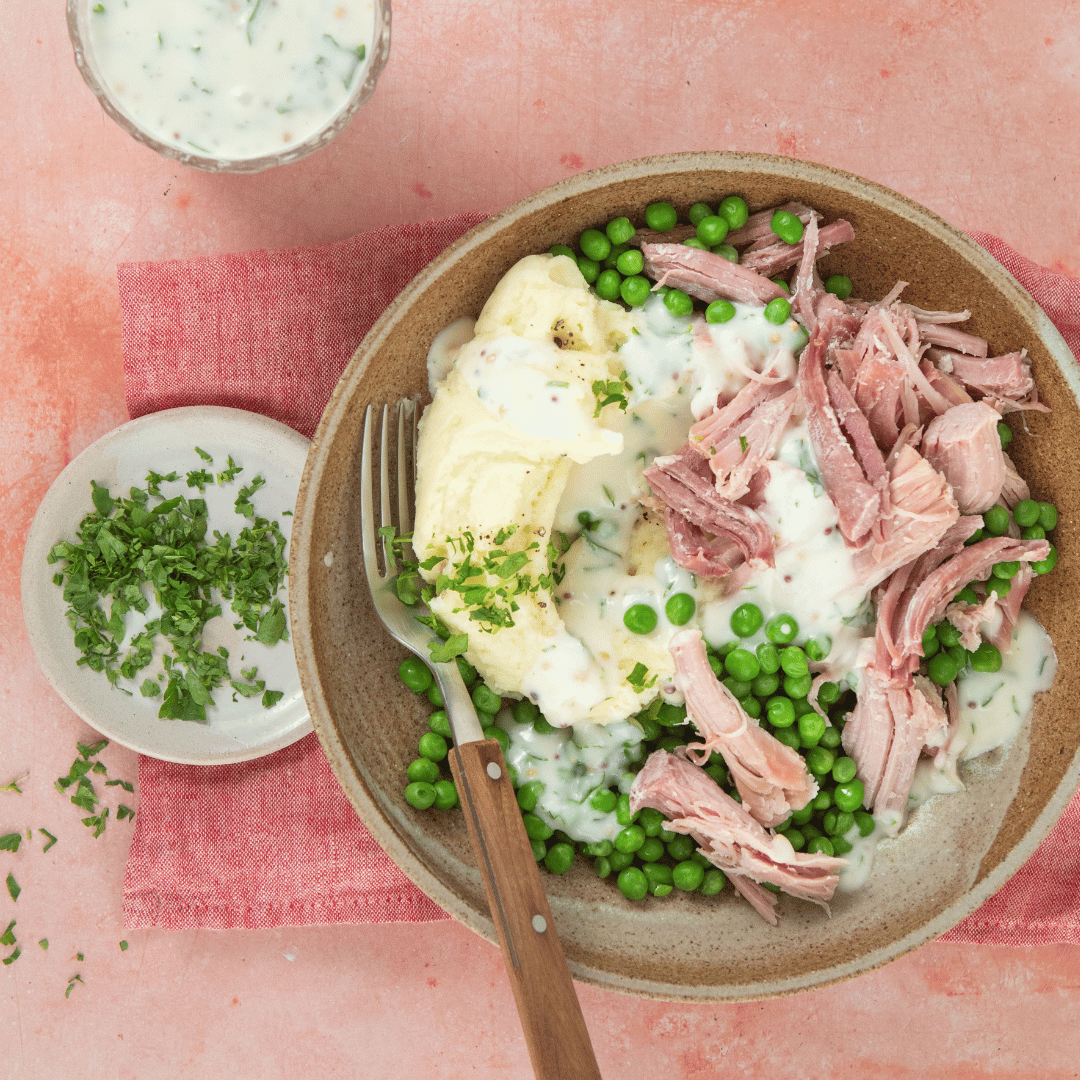 Bored of Lunch Recipes Slow Cooker Pulled Ham with Mustard Parsley Sauce