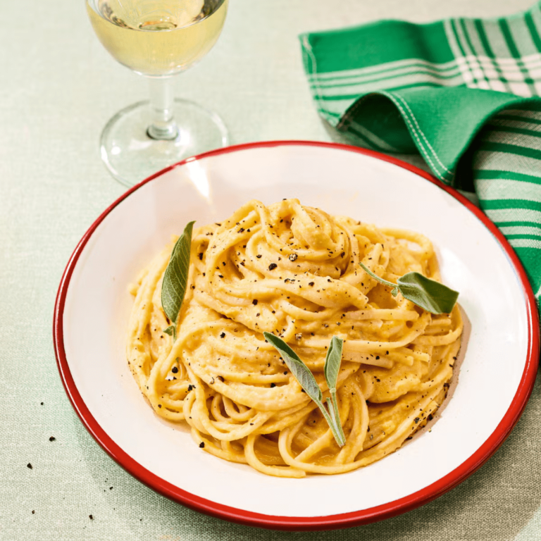 Slow Cooker Creamy Butternut Squash & Lemon Linguine