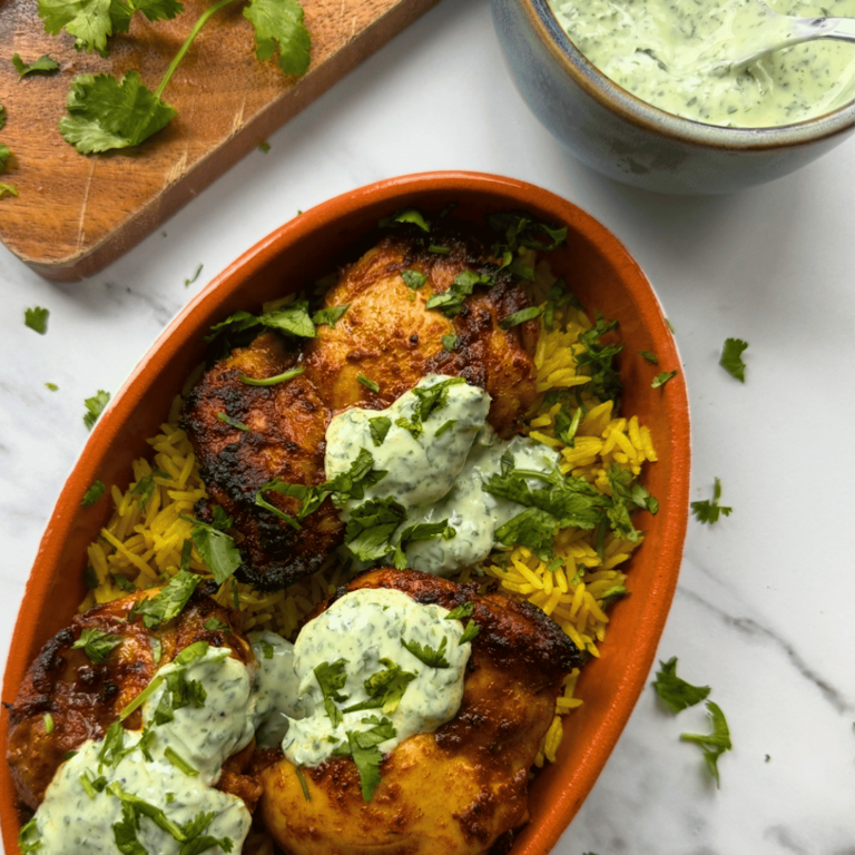 Airfryer Tandoori Chicken with Lime & Coriander Yogurt