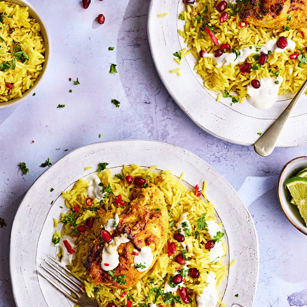 Air Fryer Tandoori Chicken with Lime & Coriander Yogurt