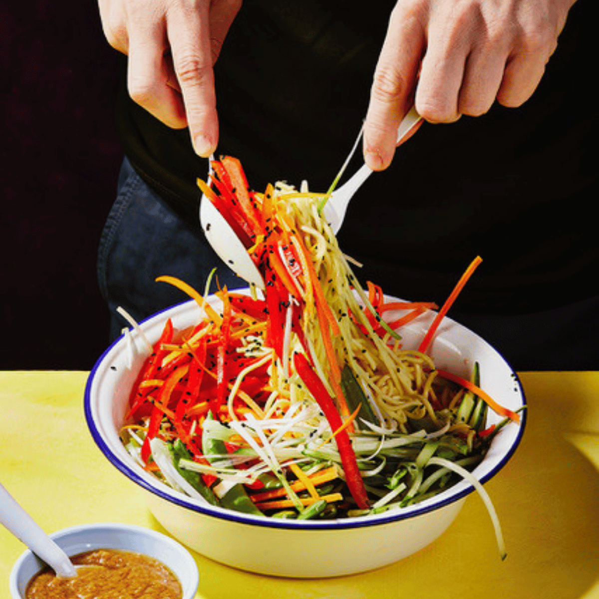 bored of lunch meal prep - Cold Rainbow Veg and Sesame Noodle Salad