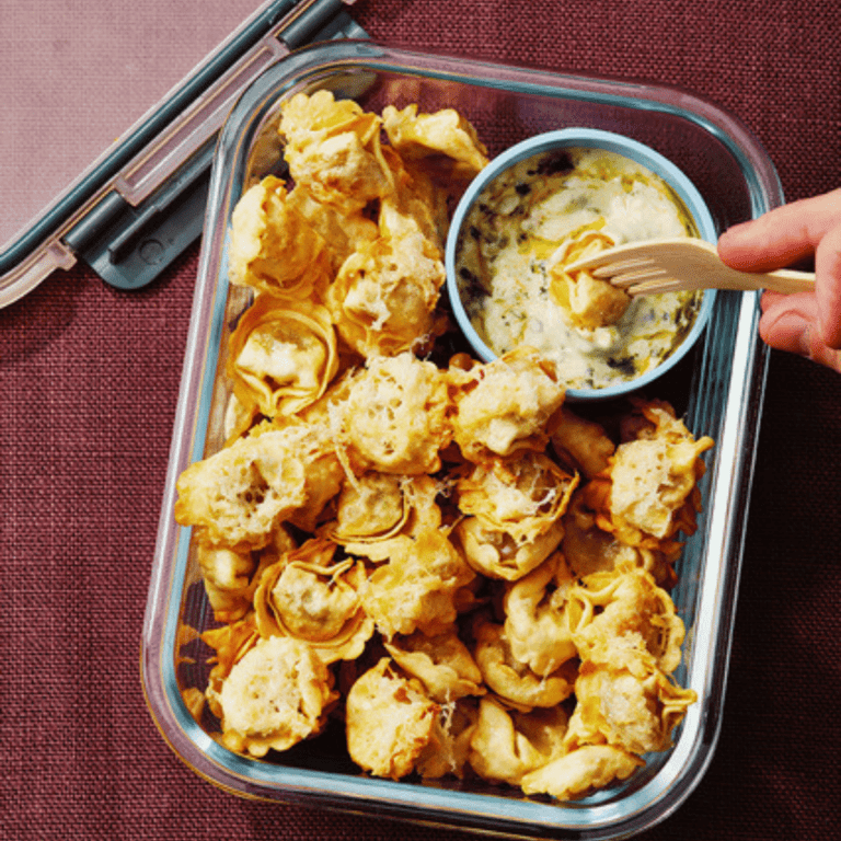 Crispy Fried Tortellini with Pesto Mayo