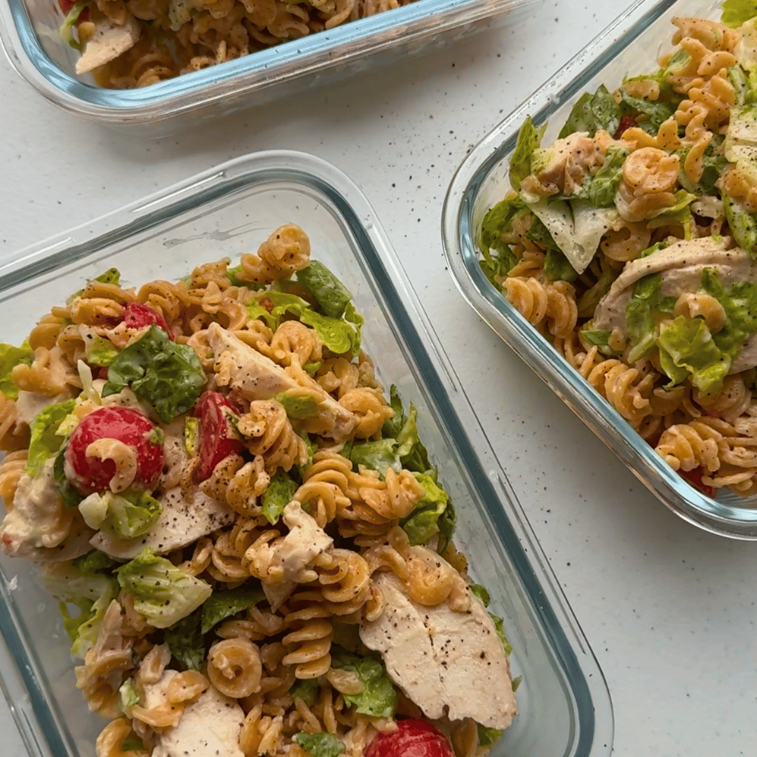 bored of lunch meal prep chicken caesar salad pots