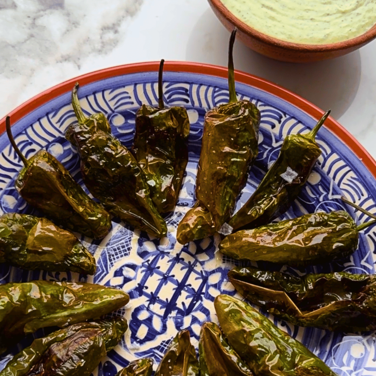 Air Fryer Padrón Peppers with Jalapeño & Lime Dip