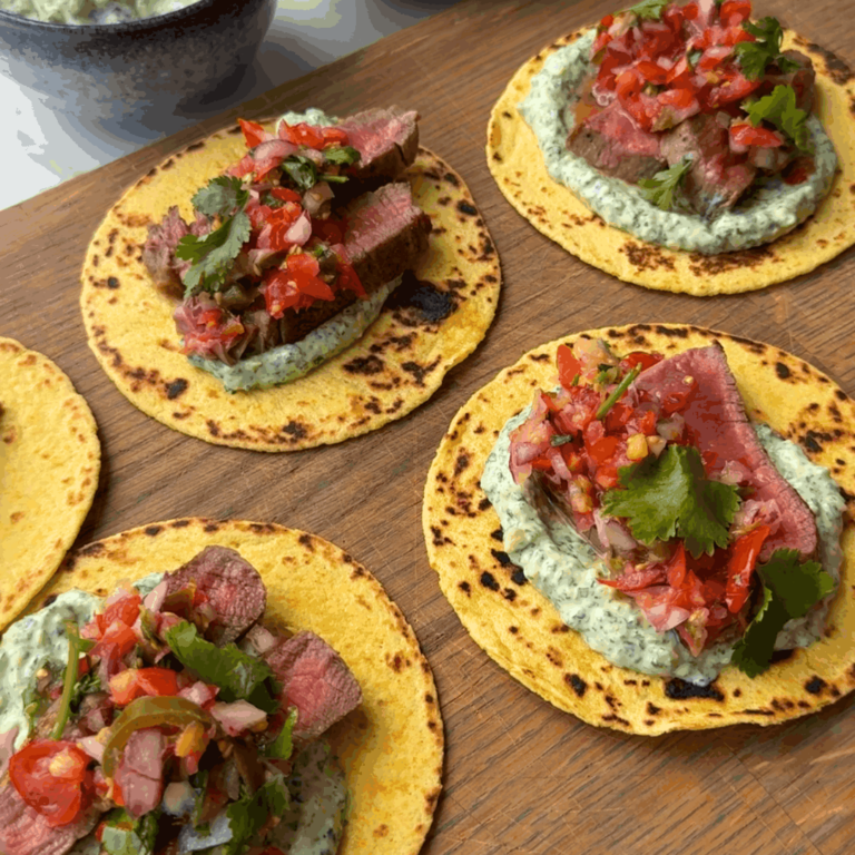 Steak Tacos with Avocado Crema